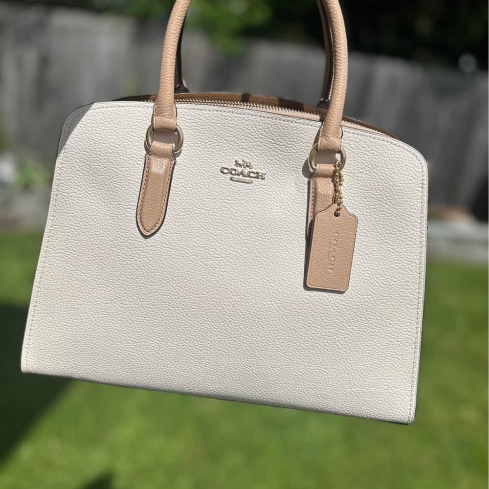 Coach White and Tan Leather Satchel